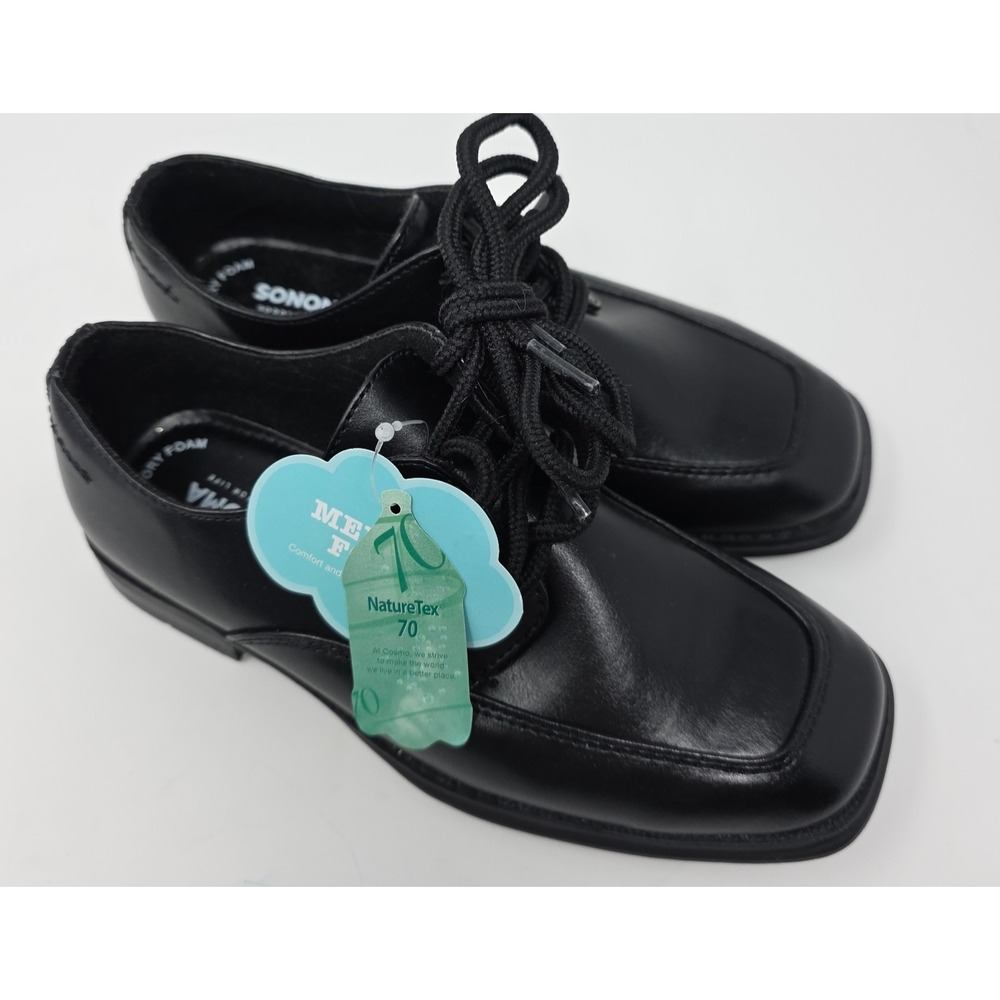 Sonoma Dress Shoes Boys 2 Med Black Alexander Lace Up Square Toe NWT